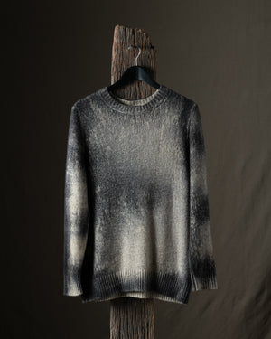 Man Brushed Cashmere Silk Pullover w/ Dark Marble Effect Taupe