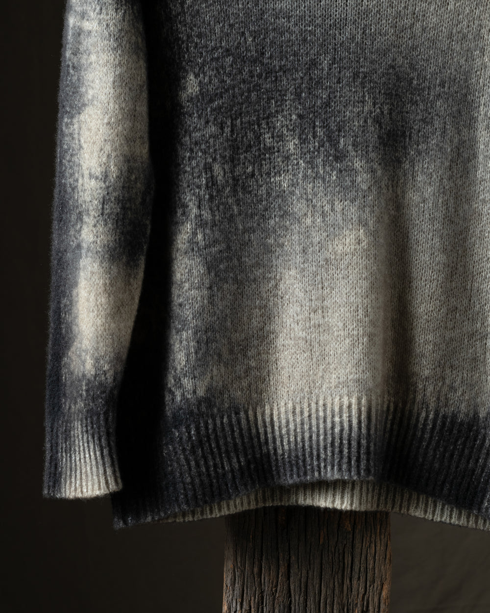 Man Brushed Cashmere Silk Pullover w/ Dark Marble Effect Taupe