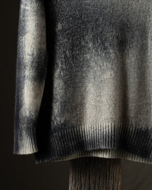 Man Brushed Cashmere Silk Pullover w/ Dark Marble Effect Taupe