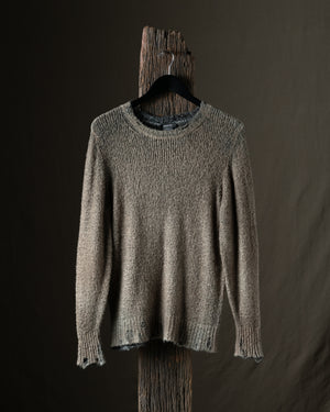 Man Hand Painted Cotton Pullover w/ Destroyed Edges N/Taupe
