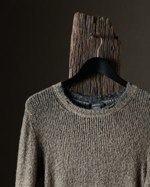 Man Hand Painted Cotton Pullover w/ Destroyed Edges N/Taupe