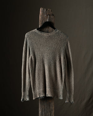Man Hand Painted Cotton Pullover w/ Destroyed Edges N/Taupe