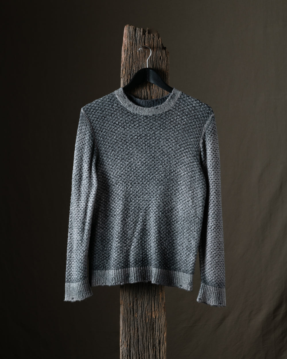 Man Hand Painted Cotton Pullover w/ Destroyed Edges Fango