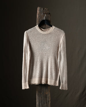Man Hand Painted Cotton Pullover w/ Destroyed Edges Taupe
