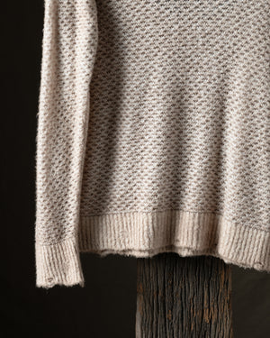 Man Hand Painted Cotton Pullover w/ Destroyed Edges Taupe