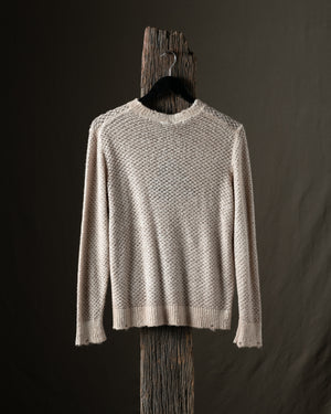 Man Hand Painted Cotton Pullover w/ Destroyed Edges Taupe
