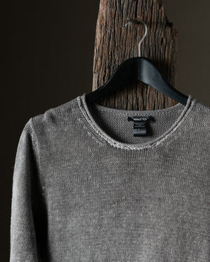 Man Hand Painted Linen Pullover w/ Black Stitching Fango