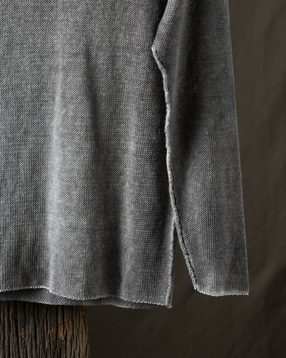 Man Hand Painted Linen Pullover w/ Black Stitching Fango