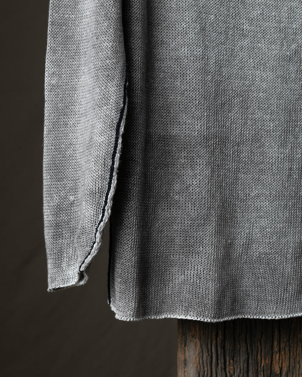Man Hand Painted Linen Pullover w/ Black Stitching Fango
