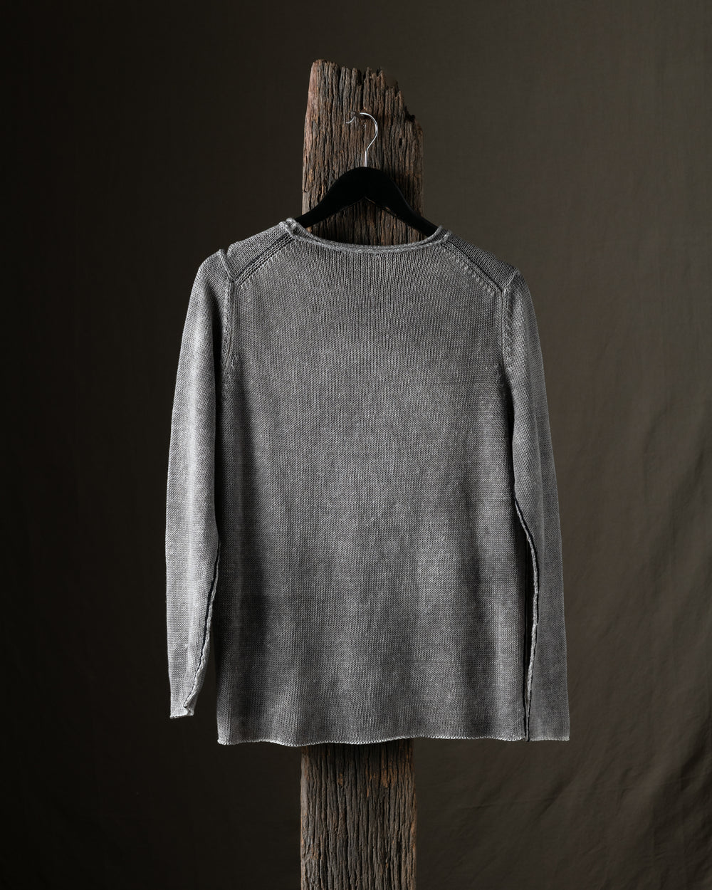 Man Hand Painted Linen Pullover w/ Black Stitching Fango