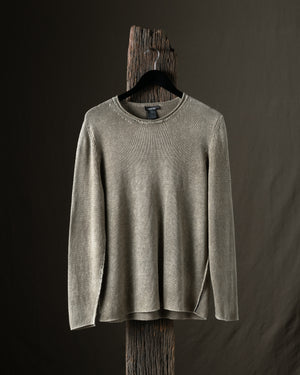 Man Hand Painted Linen Pullover w/ Black Stitching Taupe