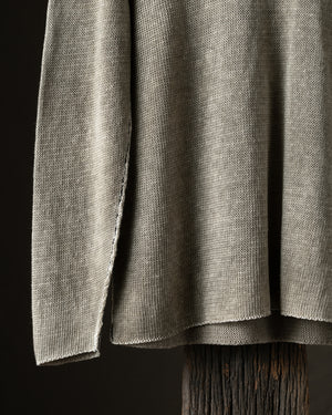 Man Hand Painted Linen Pullover w/ Black Stitching Taupe