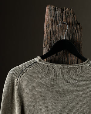 Man Hand Painted Linen Pullover w/ Black Stitching Taupe