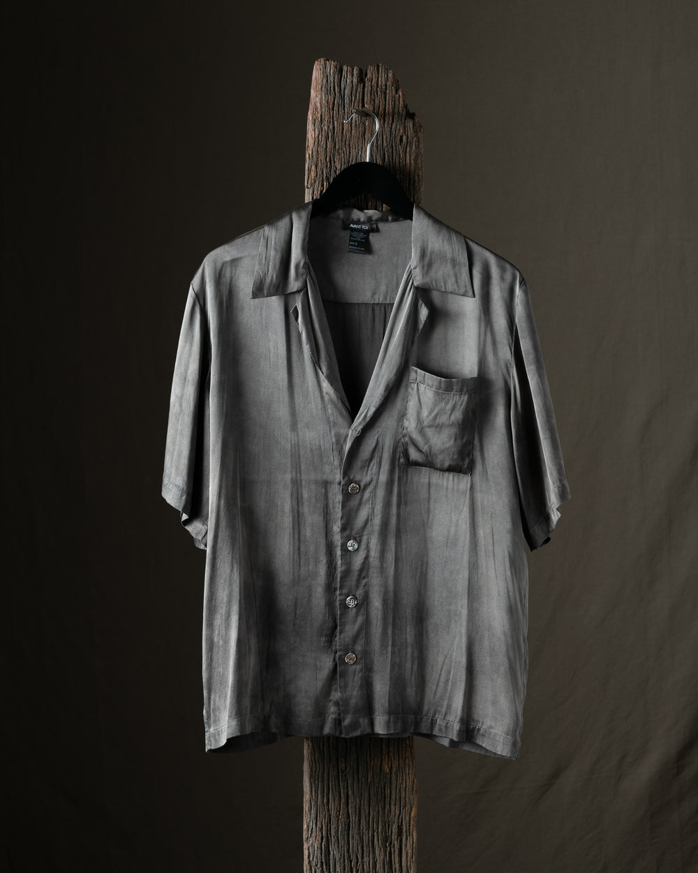 Man Faded Effect Silk Shirt Fango