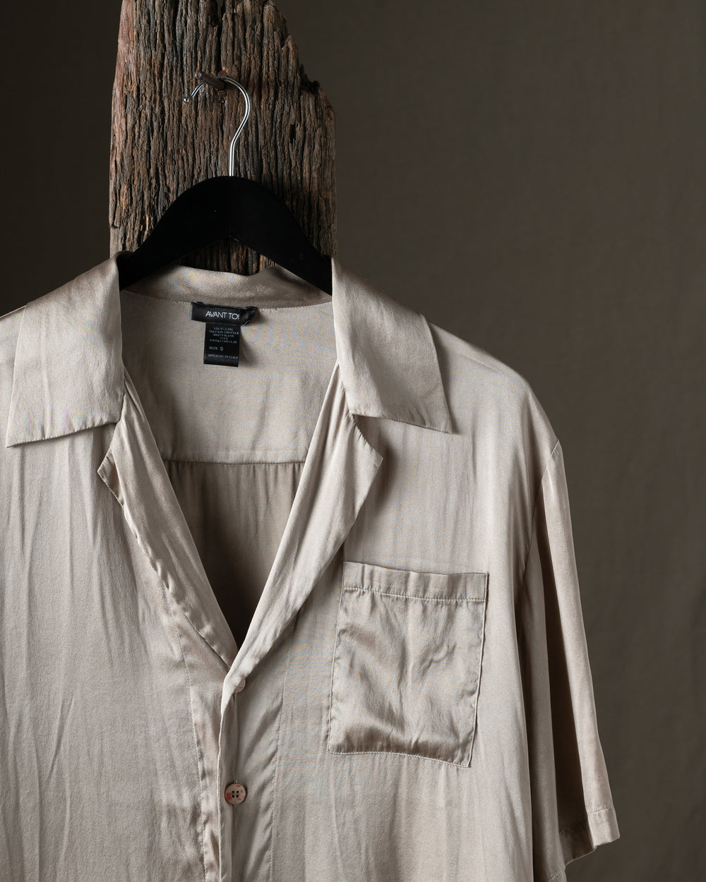 Man Faded Effect Silk Shirt Taupe