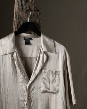 Man Faded Effect Silk Shirt Taupe
