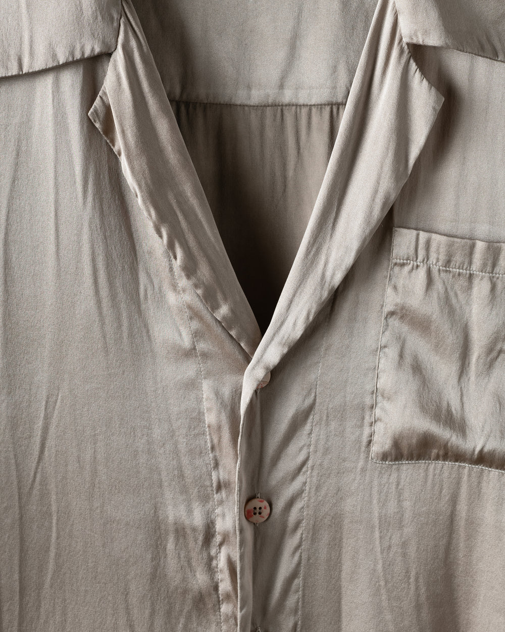 Man Faded Effect Silk Shirt Taupe