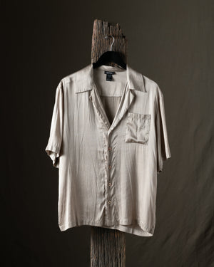 Man Faded Effect Silk Shirt Taupe