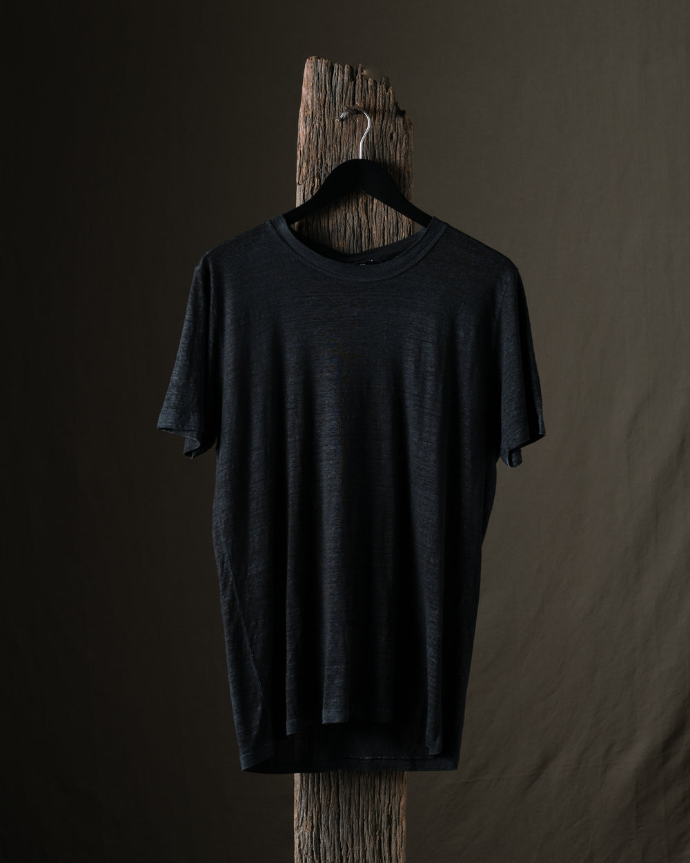 Man Hand Painted Linen Jersey Tee Shirt N/Nero