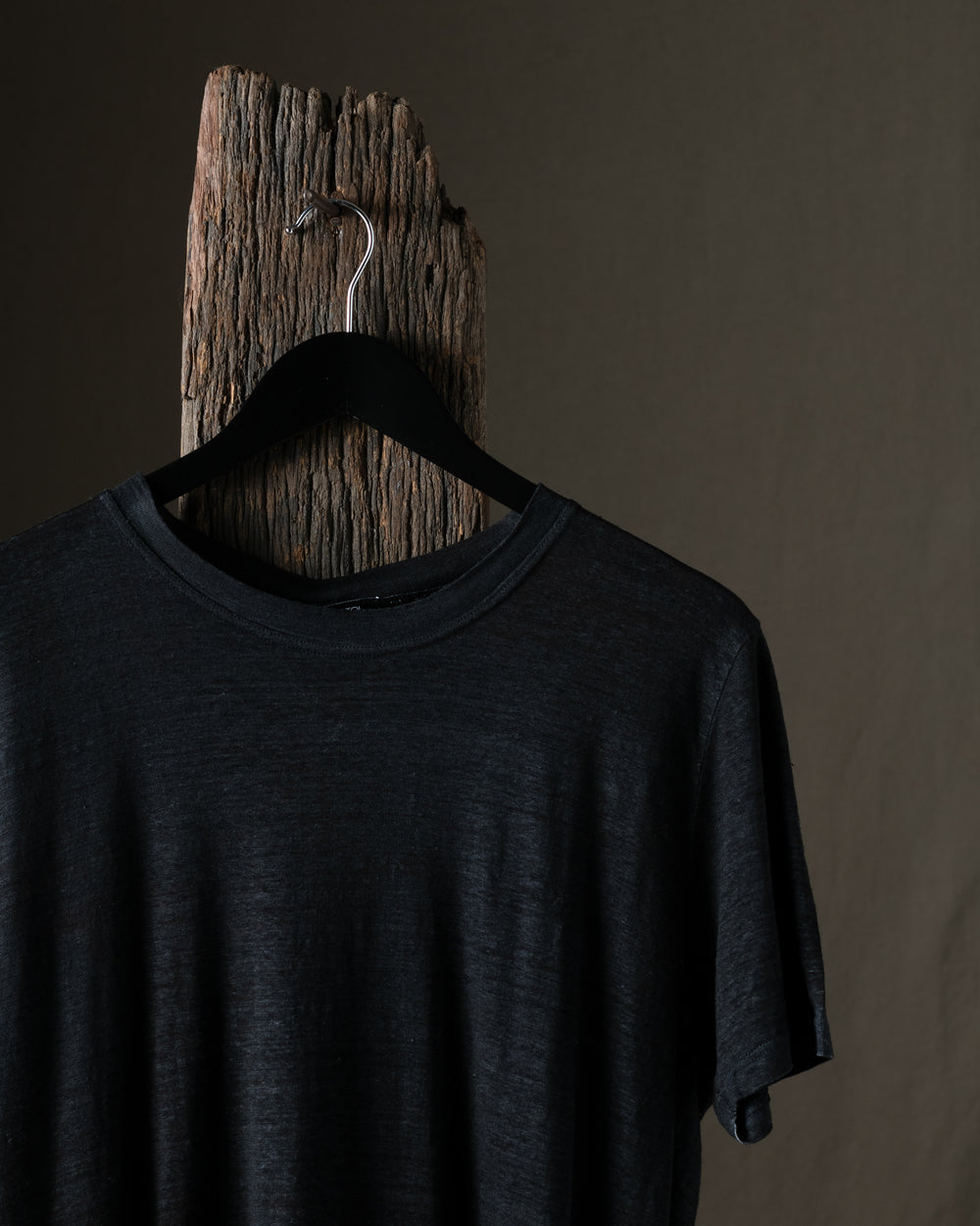 Man Hand Painted Linen Jersey Tee Shirt N/Nero