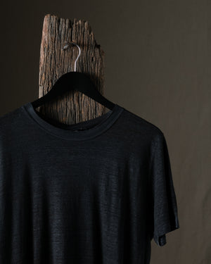 Man Hand Painted Linen Jersey Tee Shirt N/Nero