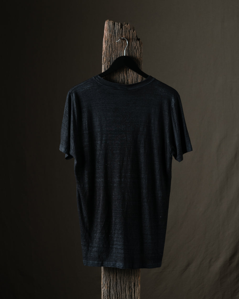 Man Hand Painted Linen Jersey Tee Shirt N/Nero