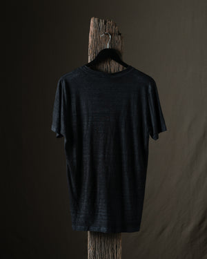 Man Hand Painted Linen Jersey Tee Shirt N/Nero