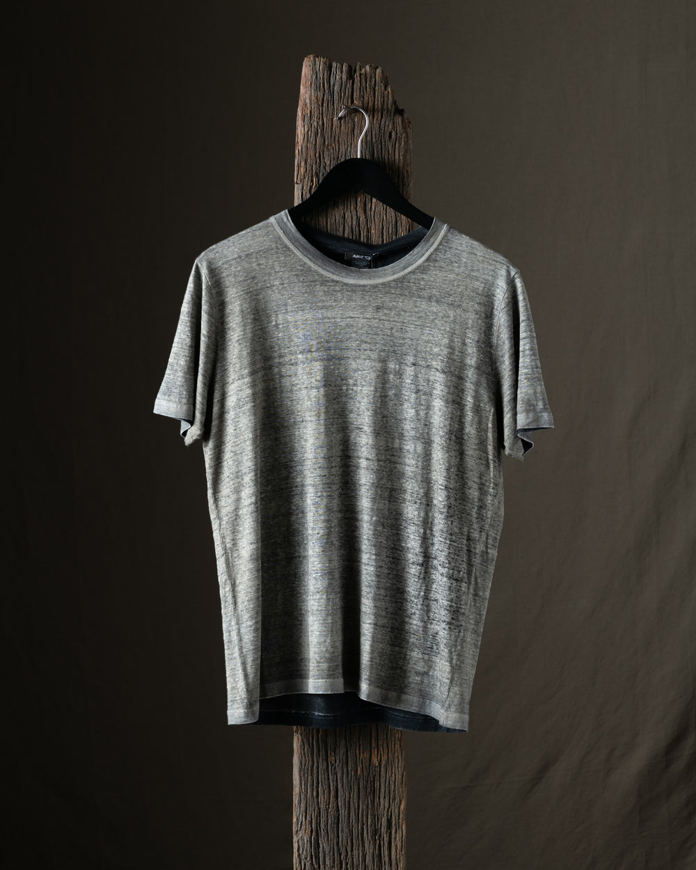 Man Hand Painted Linen Jersey Tee Shirt N/Taupe