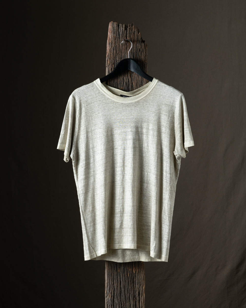 Man Hand Painted Linen Jersey Tee Shirt Taupe