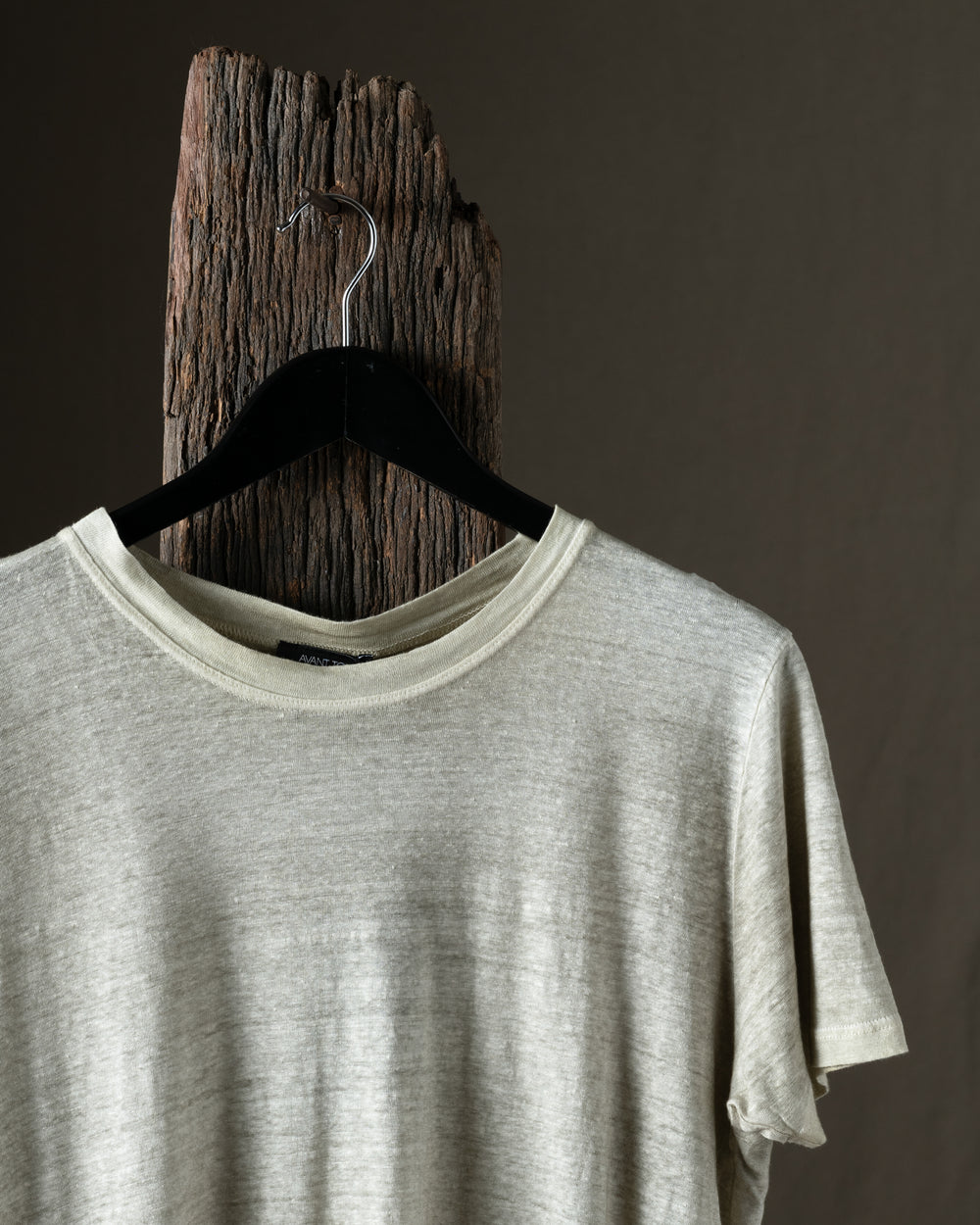 Man Hand Painted Linen Jersey Tee Shirt Taupe