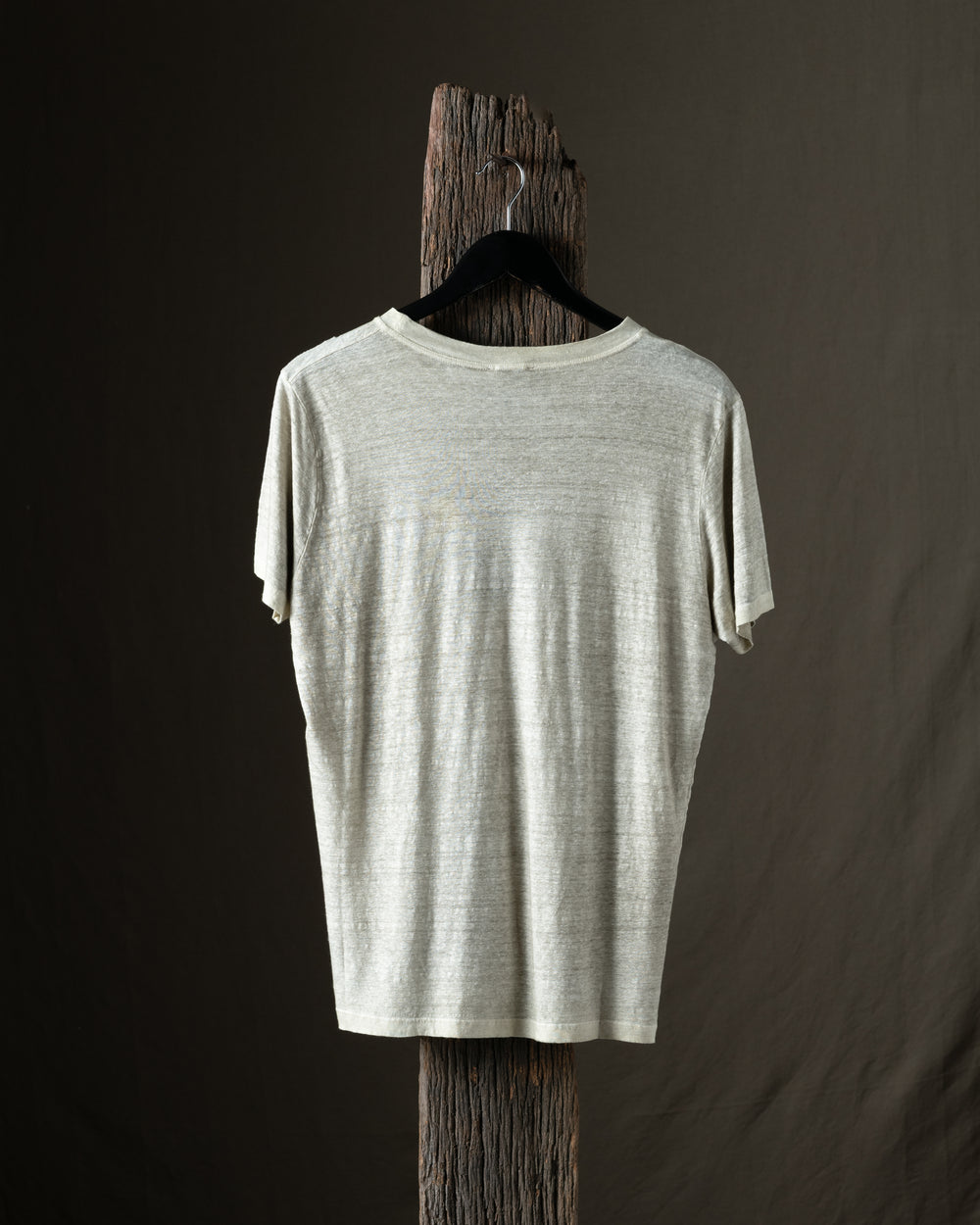 Man Hand Painted Linen Jersey Tee Shirt Taupe