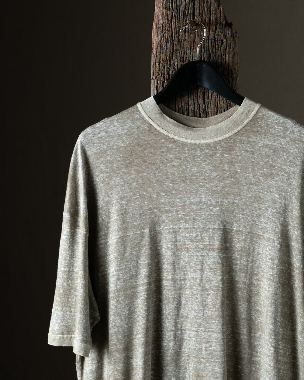 Man Hand Painted Linen Jersey Oversized Tee Shirt Taupe