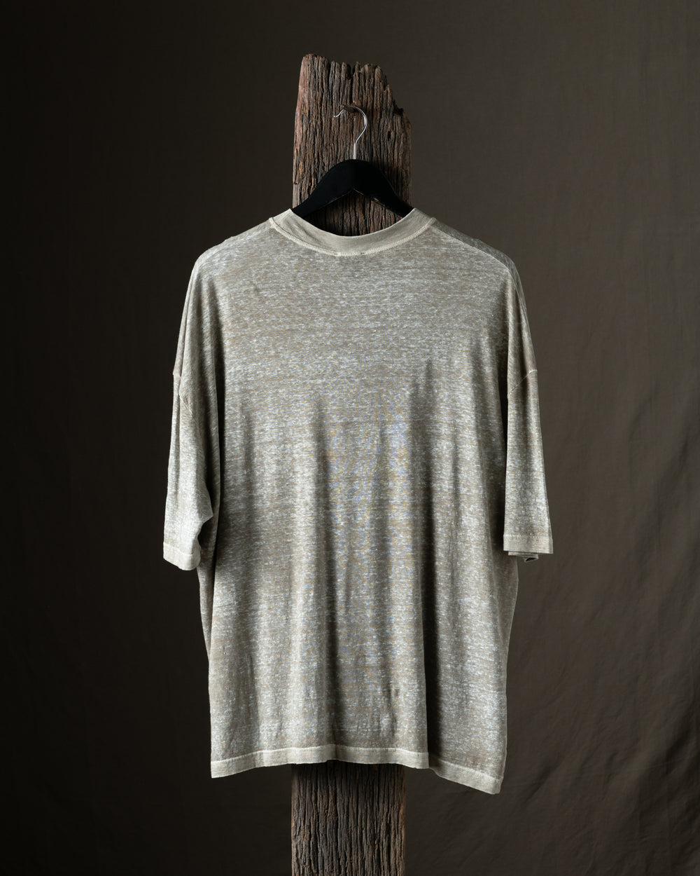 Man Hand Painted Linen Jersey Oversized Tee Shirt Taupe