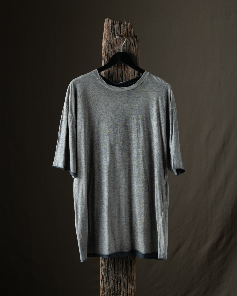 Man Hand Painted Light Cotton Oversize Tee Shirt N/Taupe
