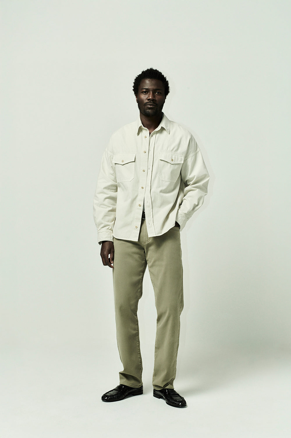Elijah Classic Straight Cashmere Touch in Olive Khaki