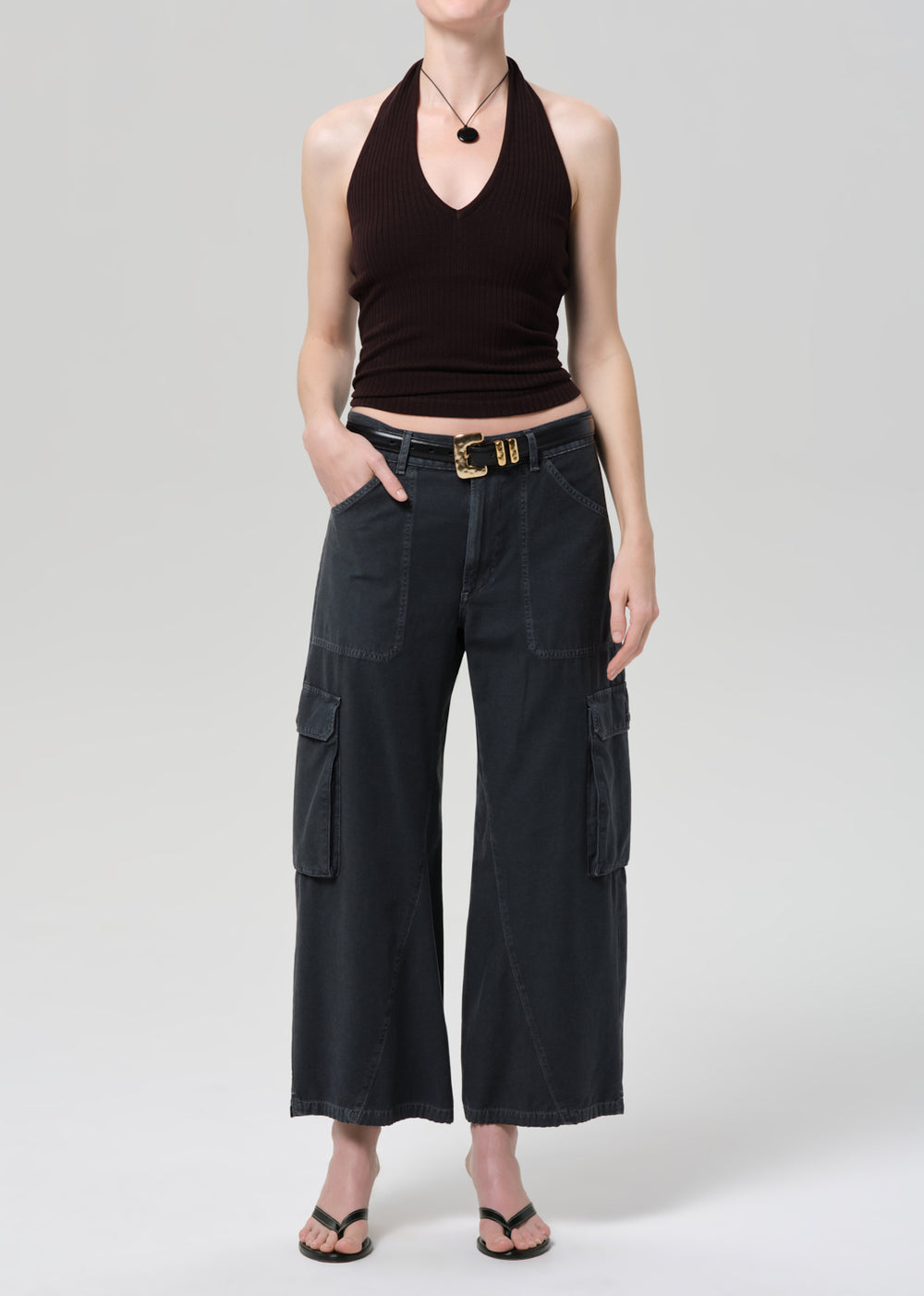 Thassos Twisted Seam Utility Pant Washed Black