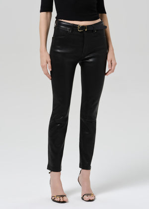 Jenn Straight Leather Pant Black