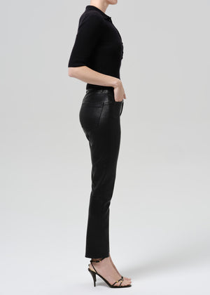 Jenn Straight Leather Pant Black