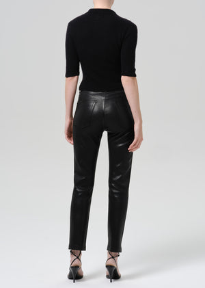 Jenn Straight Leather Pant Black