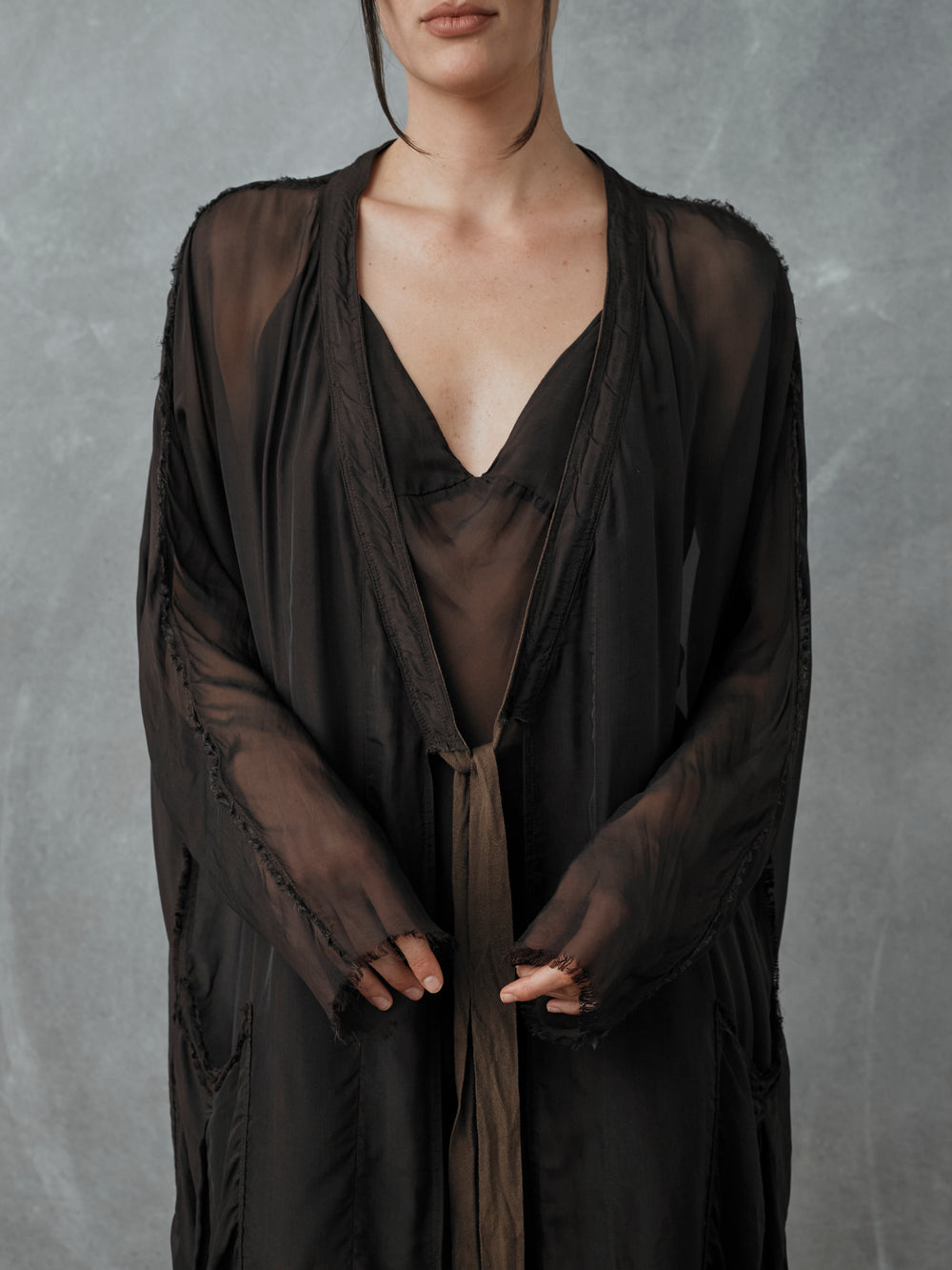 Yoko Duster Silk Chiffon Chocolate