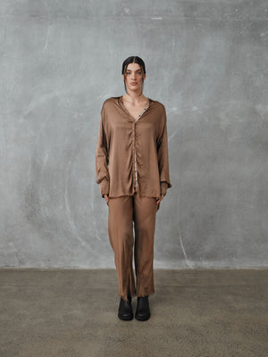 Short Milano Pants Silk Chiffon Caramel