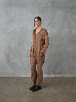 Short Milano Pants Silk Chiffon Caramel