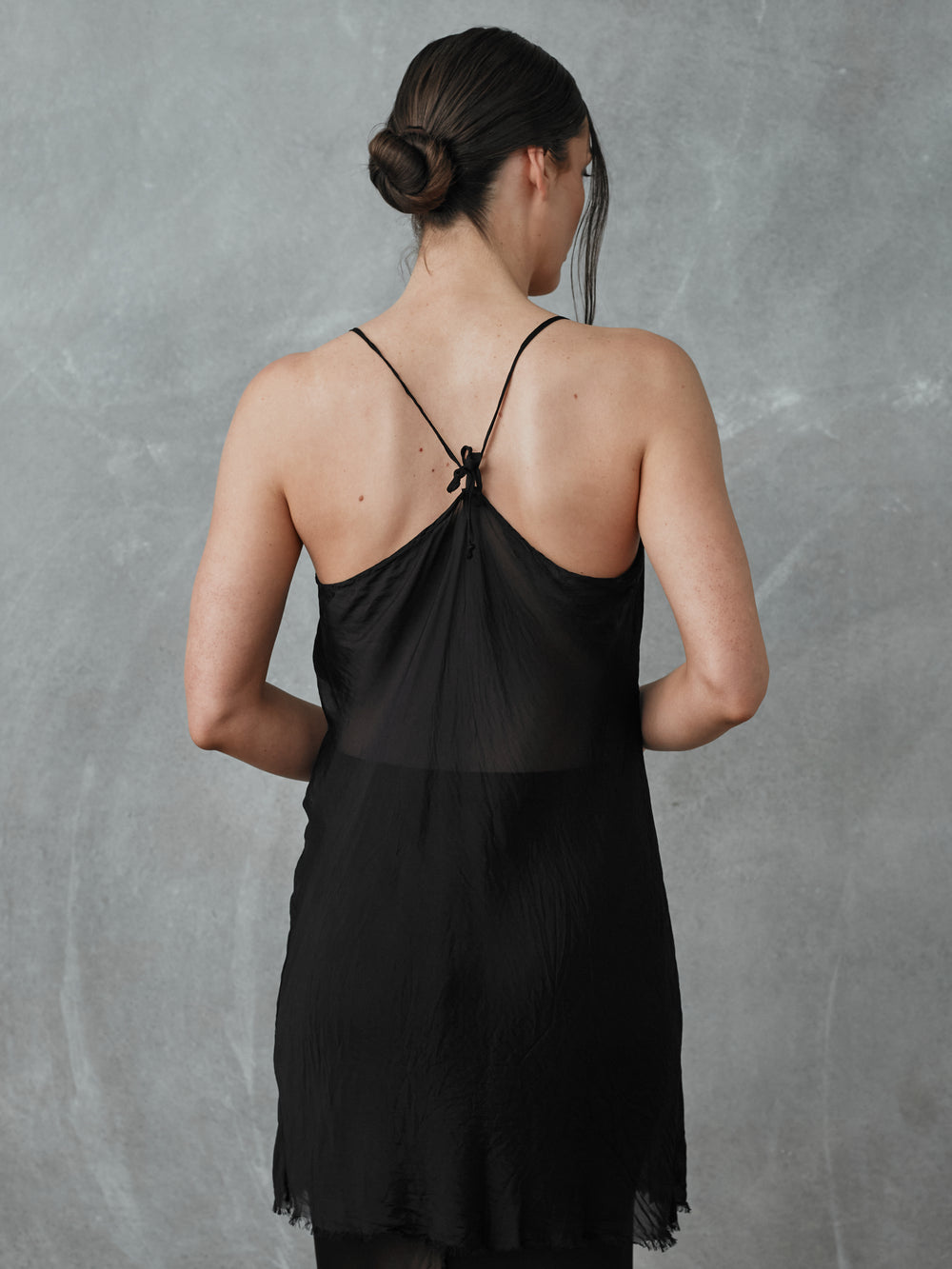 Sia Short Silk Dress Black