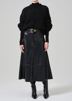 Cassia Leather Skirt Black