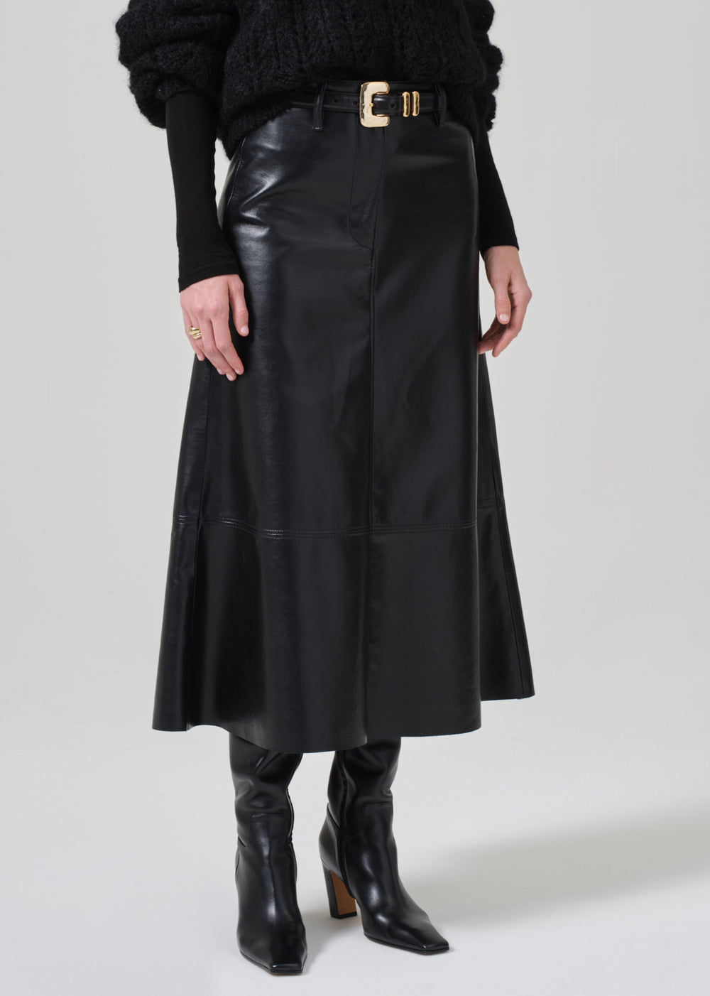 Cassia Leather Skirt Black