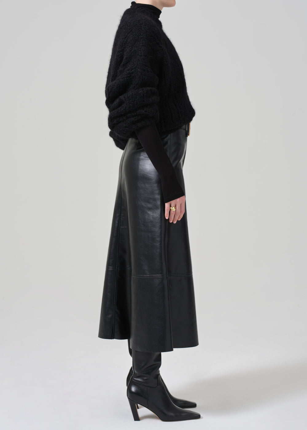Cassia Leather Skirt Black