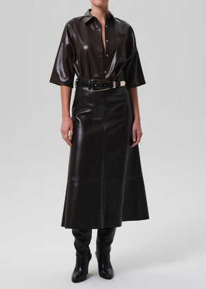 Cassia Leather Skirt Chocolate
