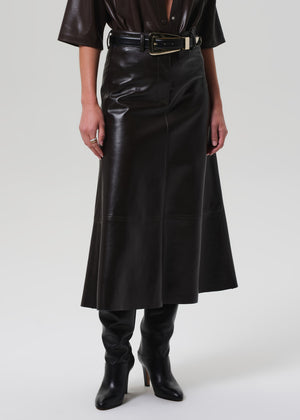 Cassia Leather Skirt Chocolate