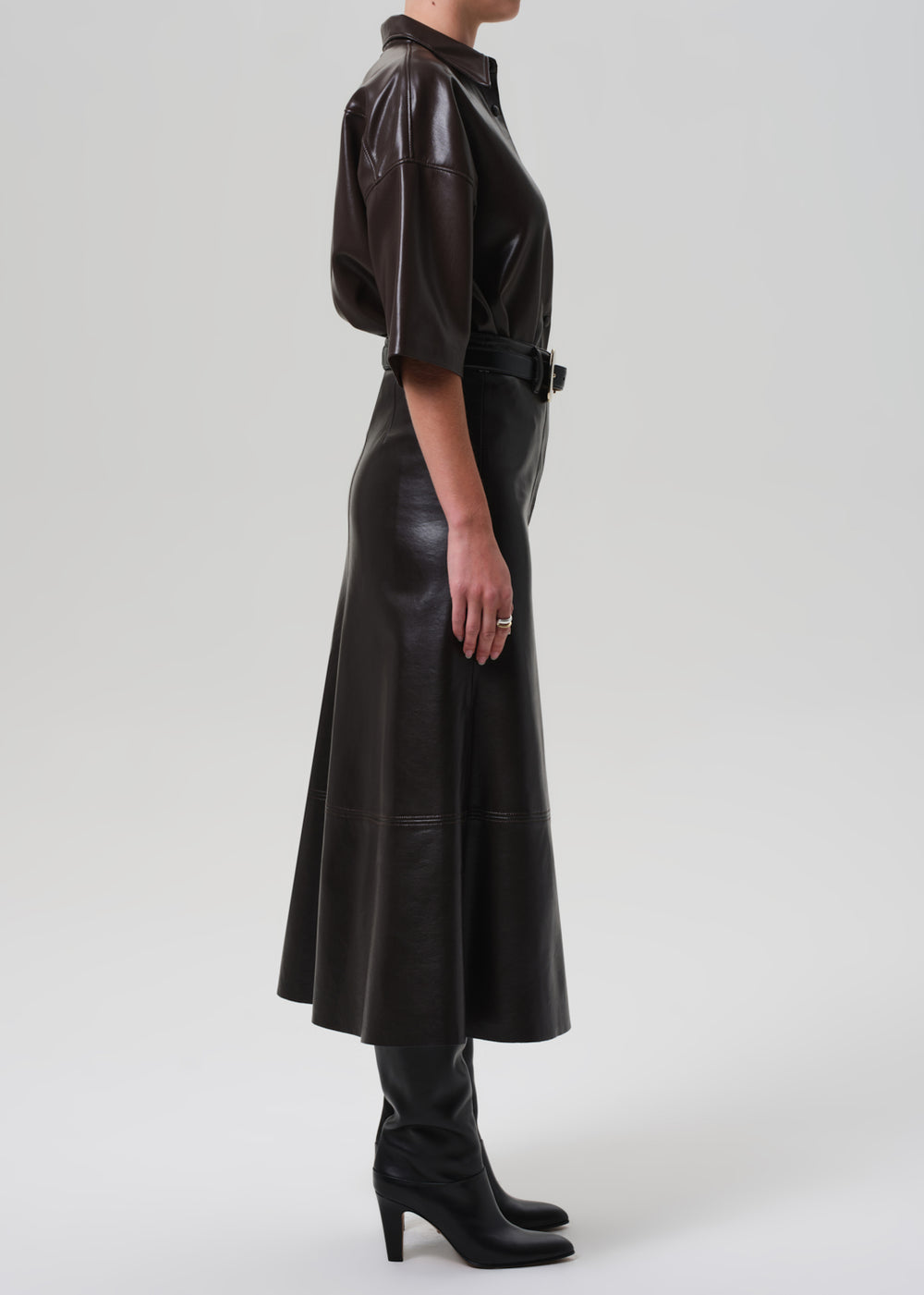 Cassia Leather Skirt Chocolate