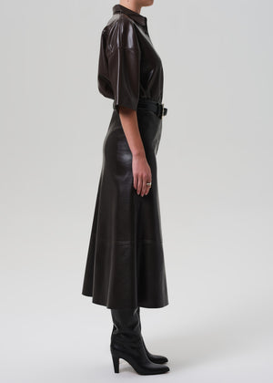 Cassia Leather Skirt Chocolate